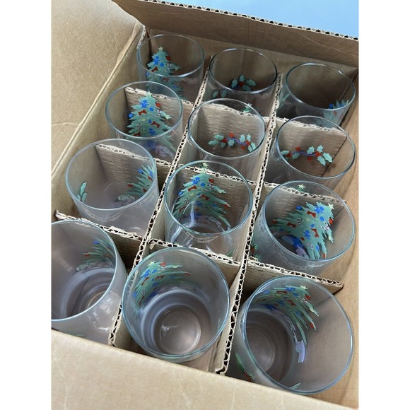 Luminarc Christmas Tree Drinking Glasses VINTAGE holiday tumblers Set of 12 NOS - Picture 7 of 9